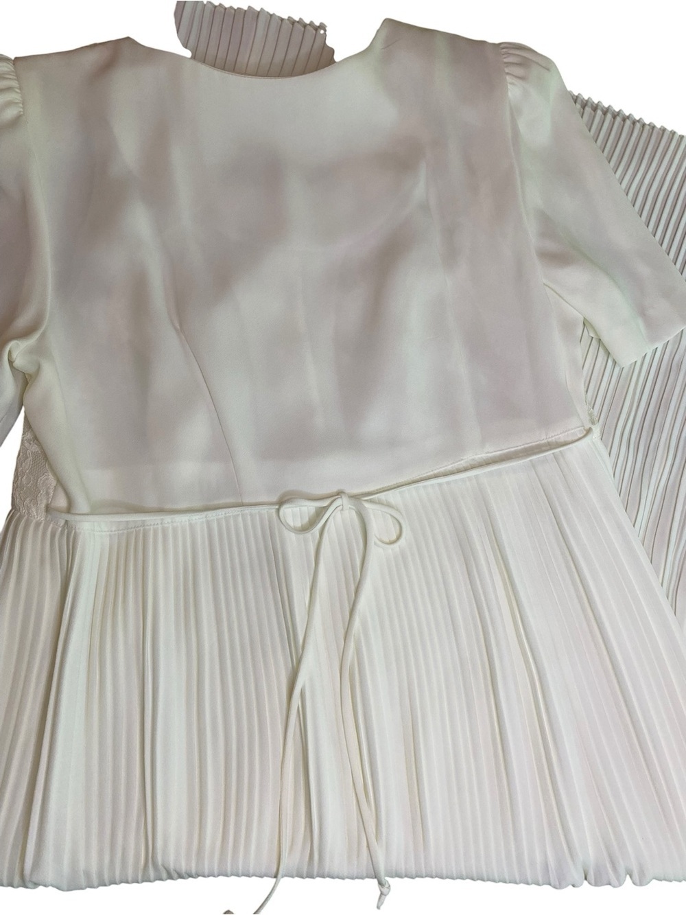 Vintage Plaza South Dress Women’s 14 Lace Pleated Wedding Rehearsal Shower White - Picture 5 of 7